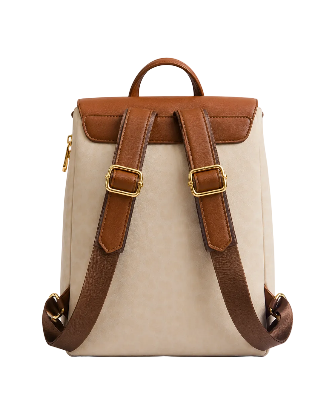 Top-Handle Mini Backpack – Beige & Brown