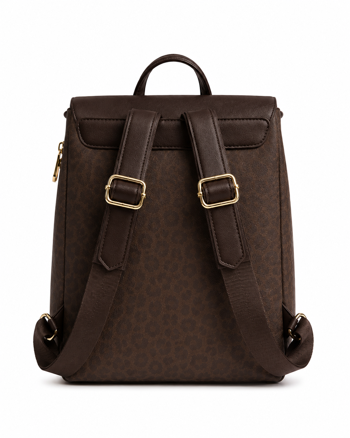 Top-Handle Mini Backpack – Dark Brown (leopard print )